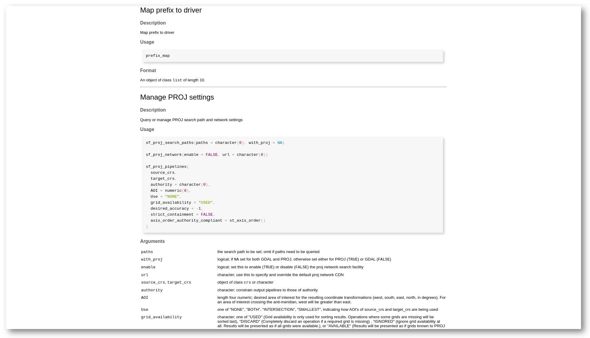 Documentation of one function of the sf package.